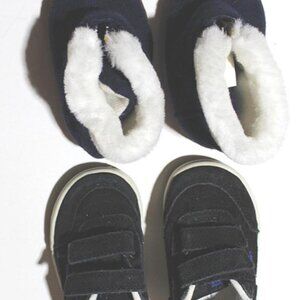 Bundle of Little Boy's Size 4 Shoes - Baby Gap Slippers & Black Vans